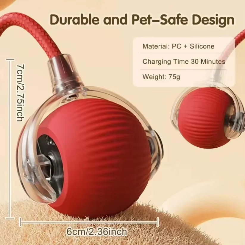 Interactive pet Ball Toy with Tail – Rechargeable Smart Rolling Ball Automatic Pet Toy