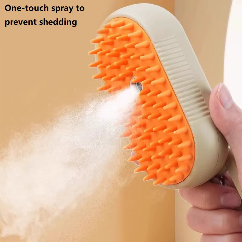 3-in-1 Steam Pet Brush for Dogs & Cats – Electric Anti-Static Grooming Comb for Short & Long Hair