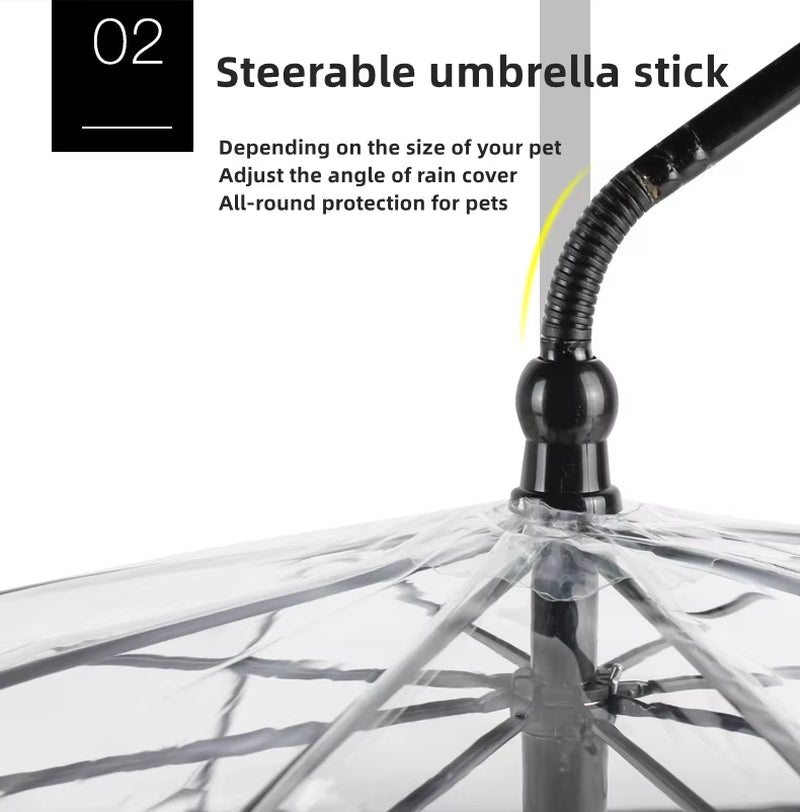 Pet Umbrella Leash for Small Dogs & Cats – Rainproof & Snowproof Adjustable Doggy Umbrella