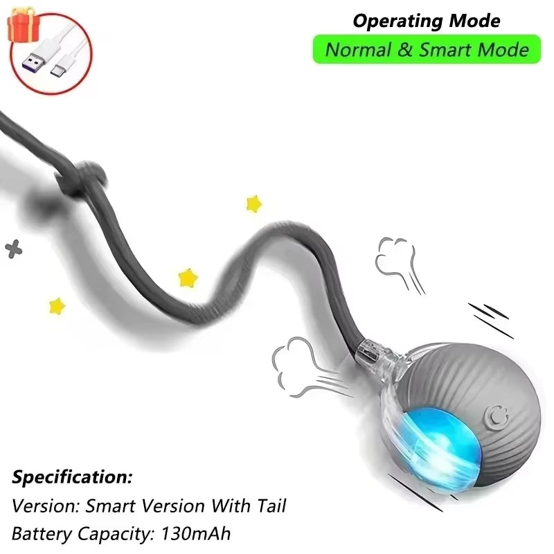 Interactive pet Ball Toy with Tail – Rechargeable Smart Rolling Ball Automatic Pet Toy
