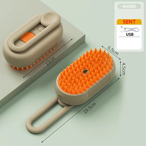 3-in-1 Steam Pet Brush for Dogs & Cats – Electric Anti-Static Grooming Comb for Short & Long Hair