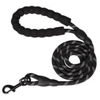 5ft reflective dog leash – strong braided rope lead with padded handle