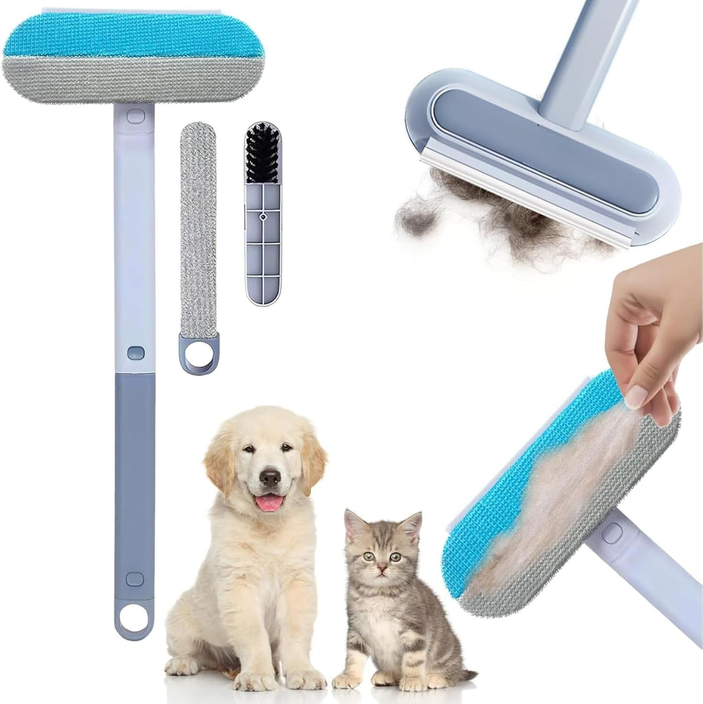 4-in-1 Reusable Pet Hair Remover Brush – Dog & Cat Fur Cleaner for Couch, Carpet & Bedding