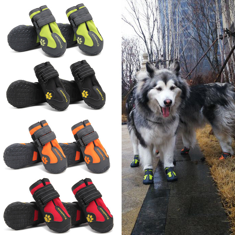 Waterproof Non-Slip Dog Shoes – Adjustable Reflective Pet Boots for Large Dogs