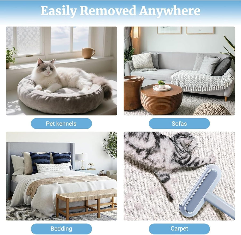 4-in-1 Reusable Pet Hair Remover Brush – Dog & Cat Fur Cleaner for Couch, Carpet & Bedding