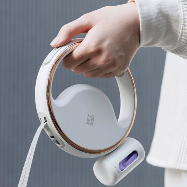 Retractable Dog Leash 3M with LED Light & Poop Bag Holder – Reflective Night Walking Lead