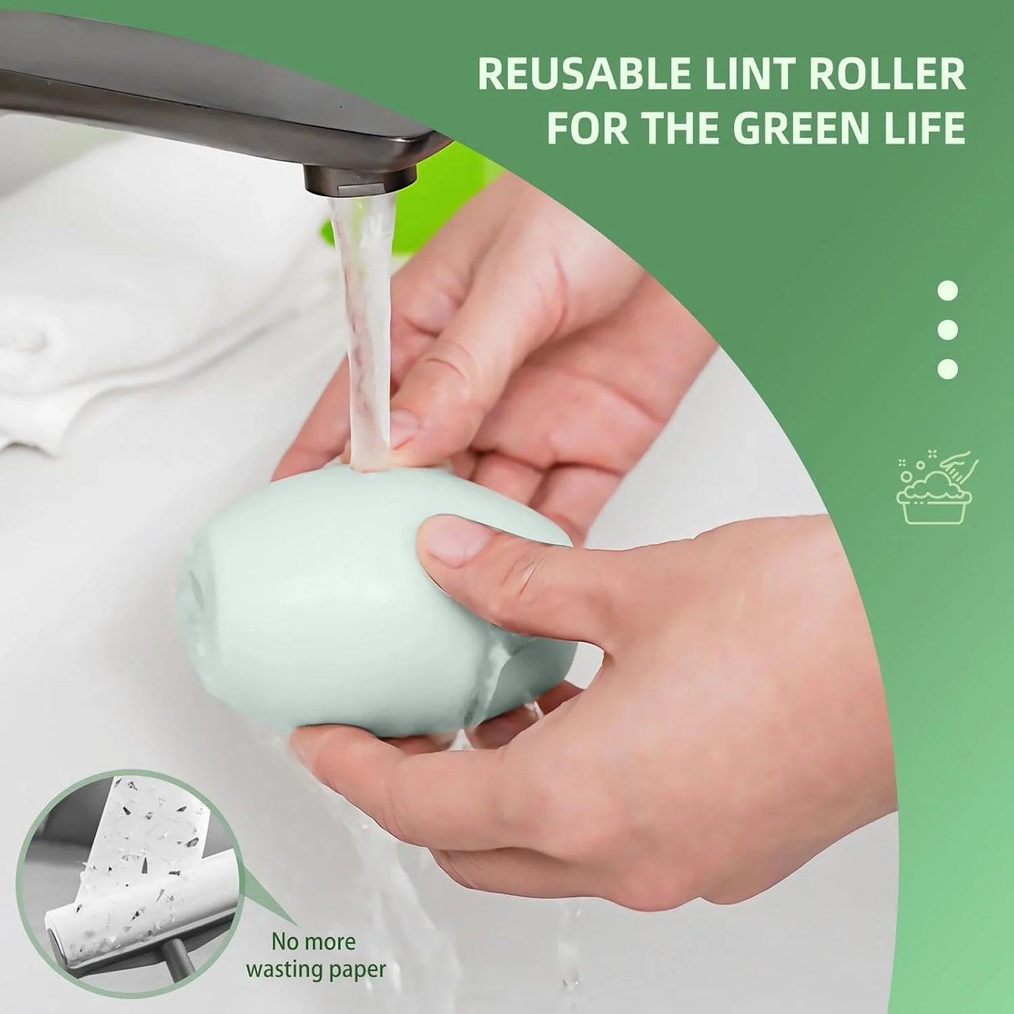 Reusable Washable Lint Roller – Strong Adhesive Gel Pet Hair Remover for Clothes & Furniture