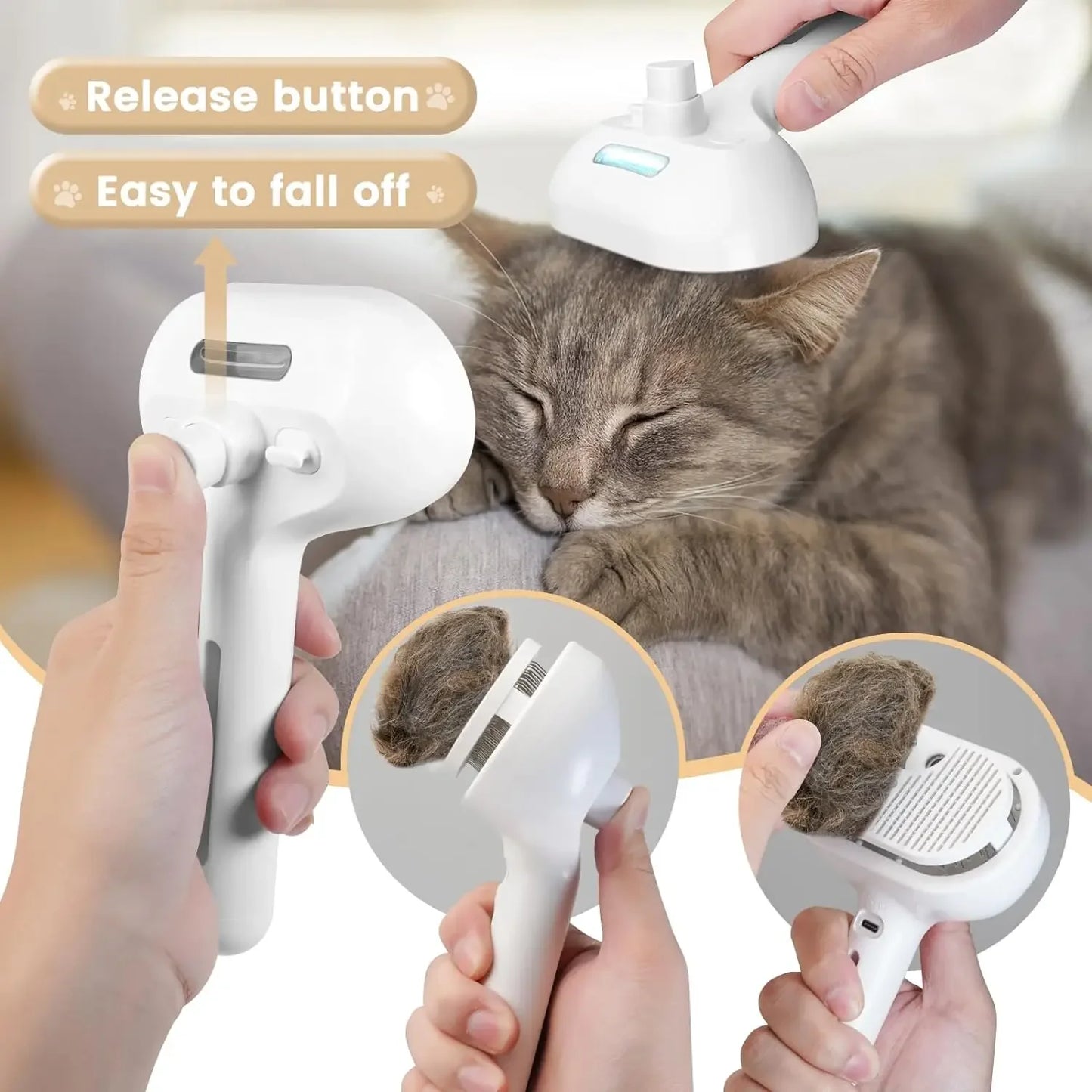 Steam Pet Grooming Brush – Spray Hair Removal Comb for Dogs & Cats