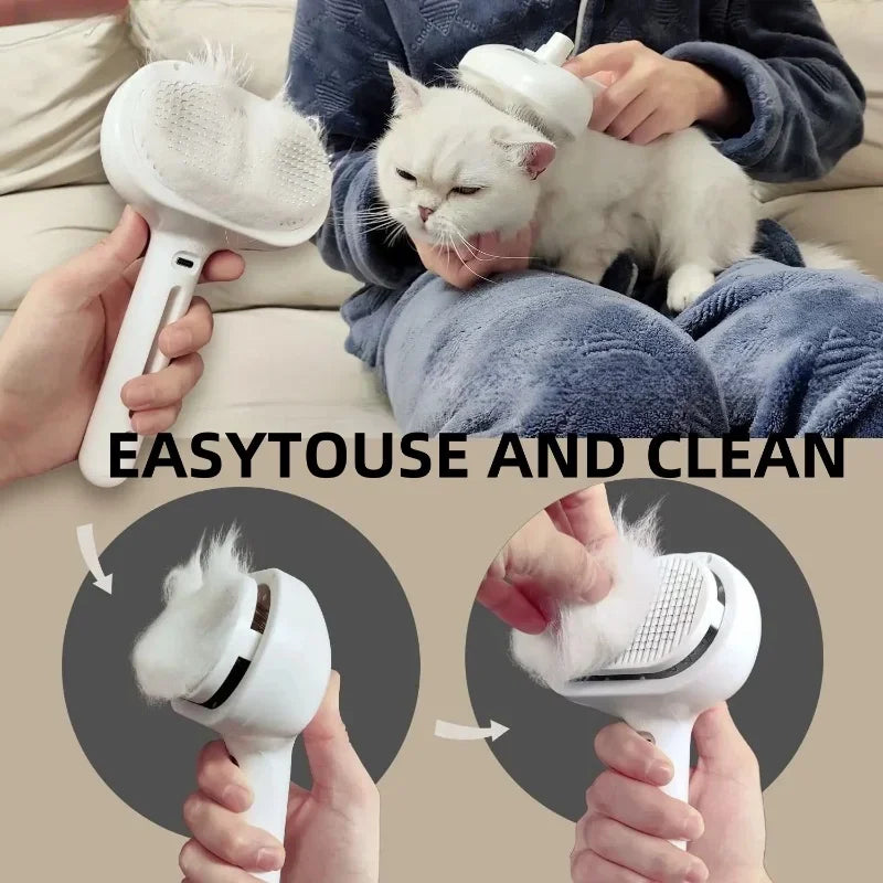 Steam Pet Grooming Brush – Spray Hair Removal Comb for Dogs & Cats