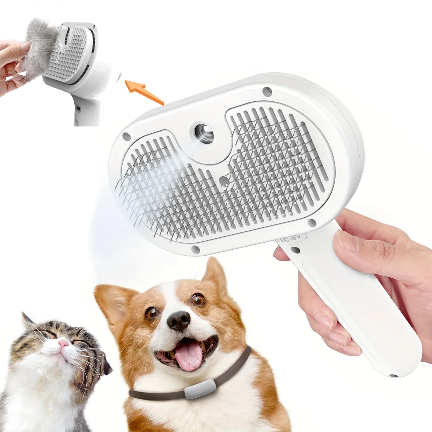 Steam Pet Grooming Brush – Spray Hair Removal Comb for Dogs & Cats