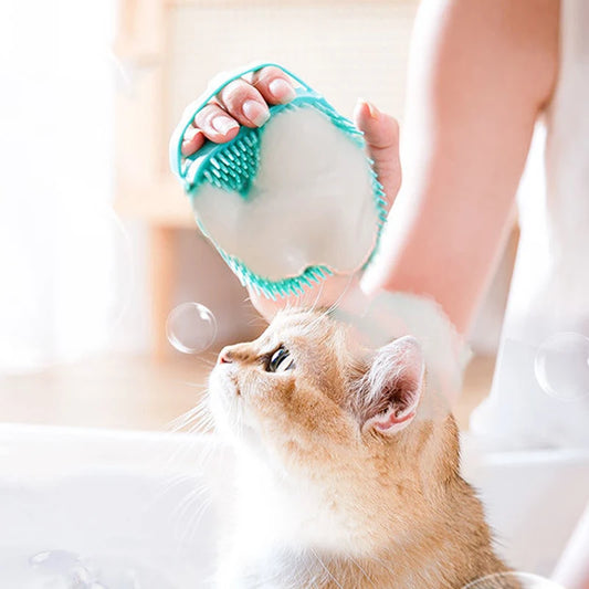 Silicone Pet Bath Brush – Shampoo Massage Grooming Brush for Dogs & Cats