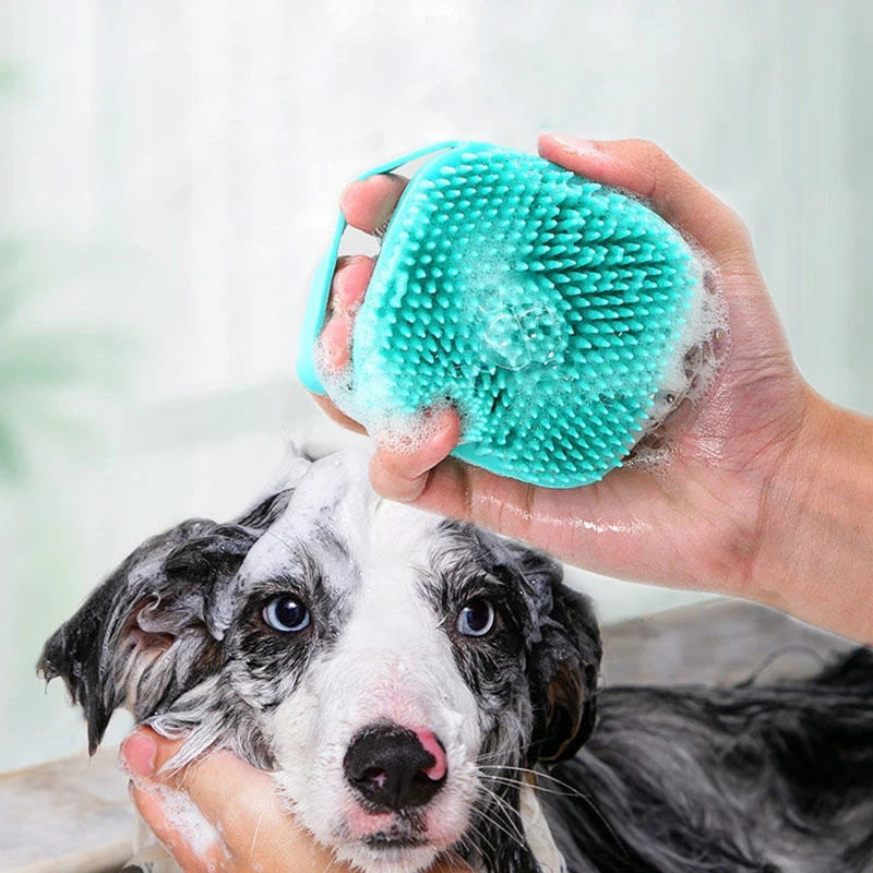 Silicone Pet Bath Brush – Shampoo Massage Grooming Brush for Dogs & Cats