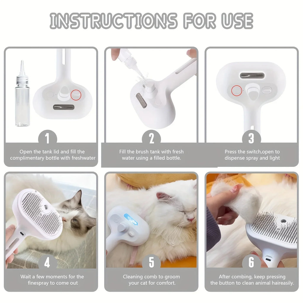 Steam Pet Grooming Brush – Spray Hair Removal Comb for Dogs & Cats