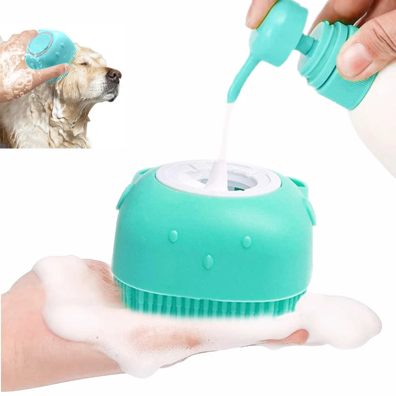 Silicone Pet Bath Brush – Shampoo Massage Grooming Brush for Dogs & Cats
