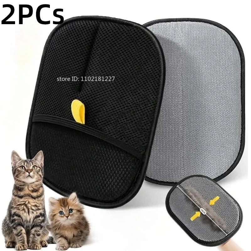 Pet Hair Removal Gloves – Double-Sided Reusable Grooming & Cleaning Gloves for Dogs & Cats