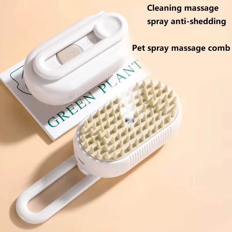 3-in-1 Steam Pet Brush for Dogs & Cats – Electric Anti-Static Grooming Comb for Short & Long Hair
