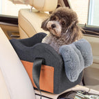 Dog car seat for small dogs in dark grey – centre console pet booster seat
